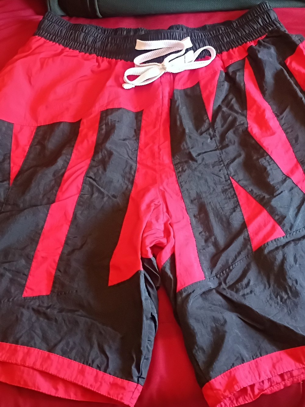 Nike Red and Black Men's Athletic Swim Shorts